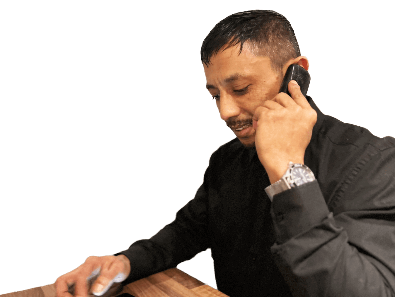 Waiter answering phone call