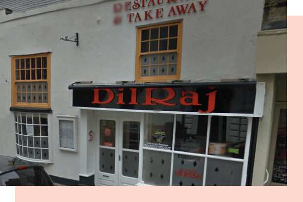 An outside image of the shop front taken in mid 2010's. The shop name is Dil Raj.